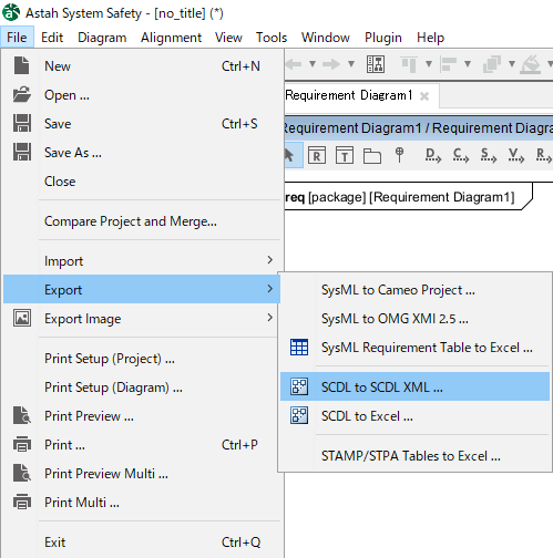select_export_menu_on_safilia
