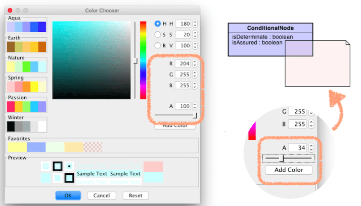 Astah's new color dialogue