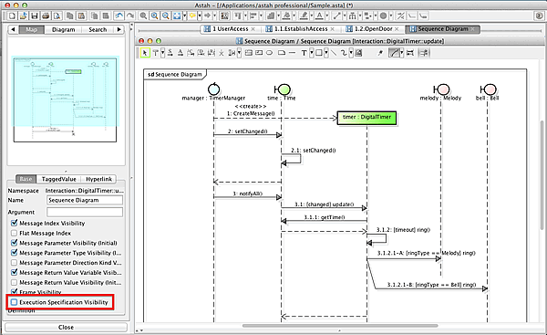 Hiding execution Specification on Sequence Diagram Lifelines