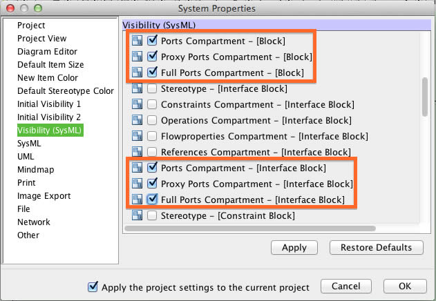 Astah SysML Visibility Setting