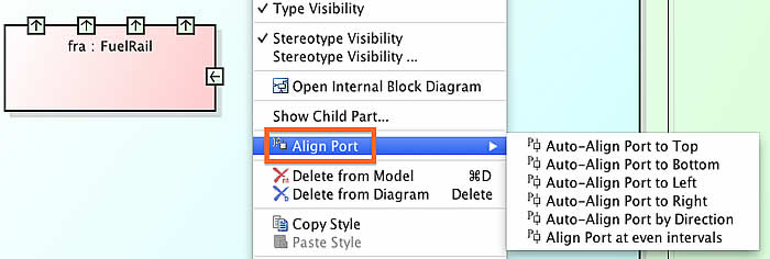 Aligning Ports to Part in Astah SysML