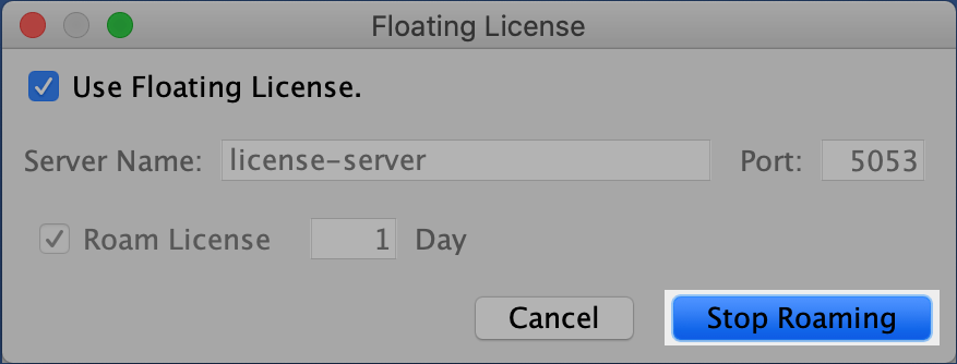 Stop roaming Astah floating license