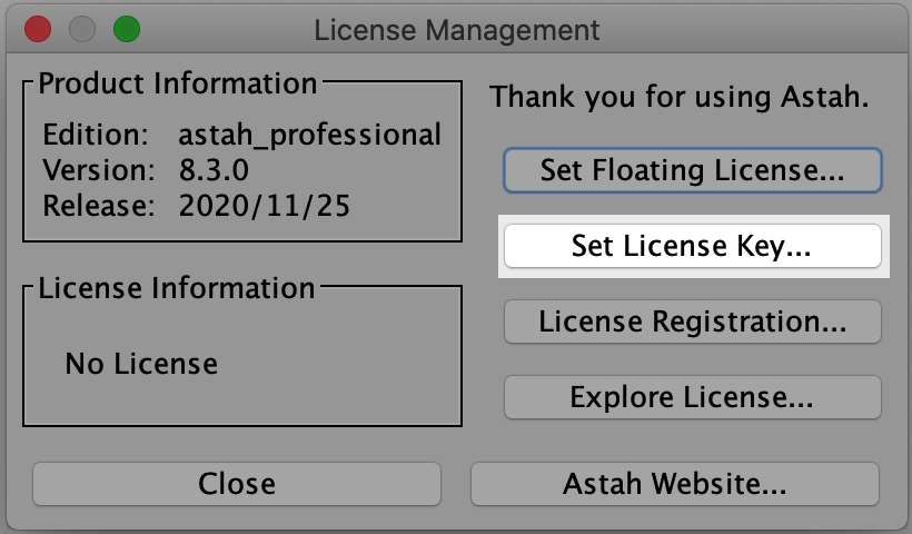 Set Astah License
