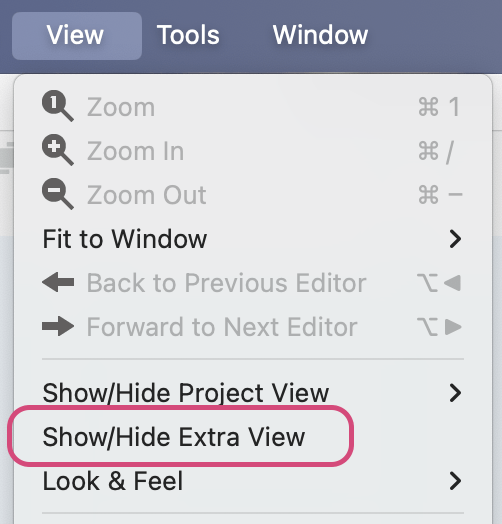 Show / Hide Extra View