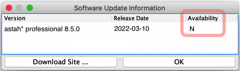 Version information in Astah