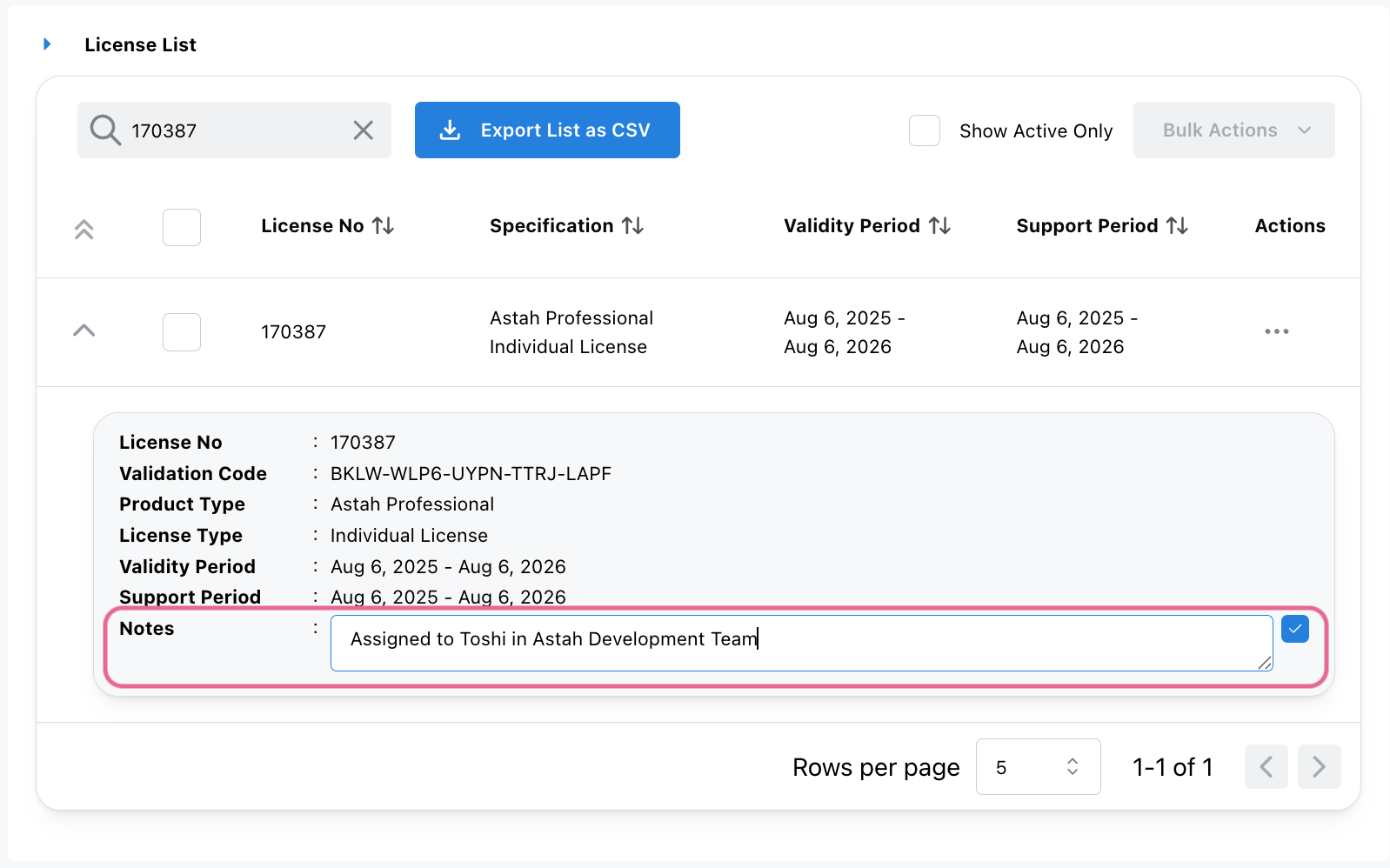 Adding Internal Notes to Astah Annual License