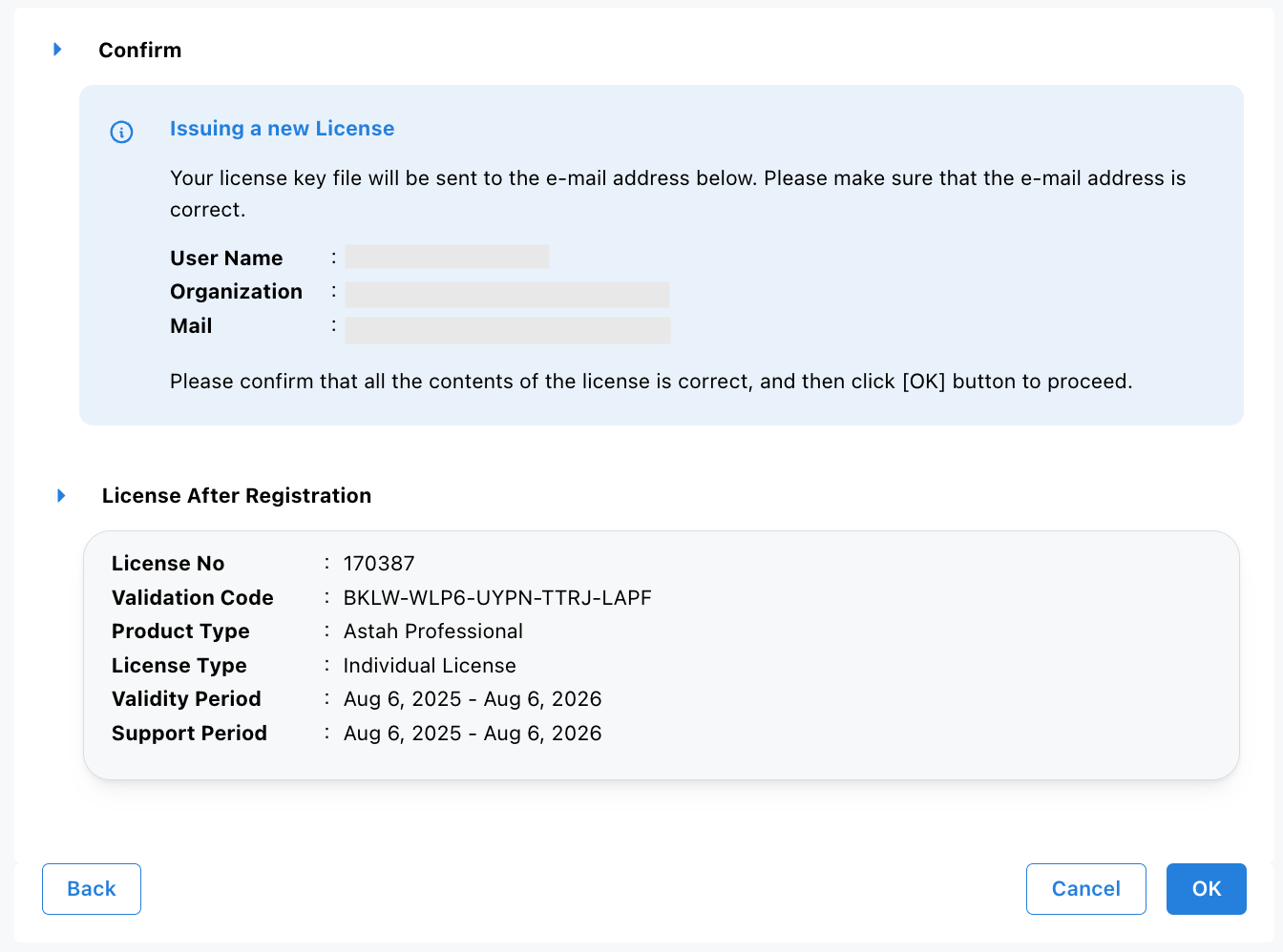 Confirmation of Astah Annual License