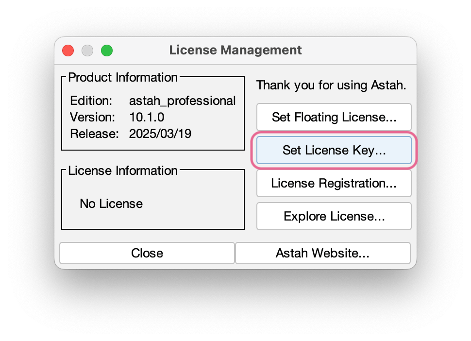 Setting a License File to Astah