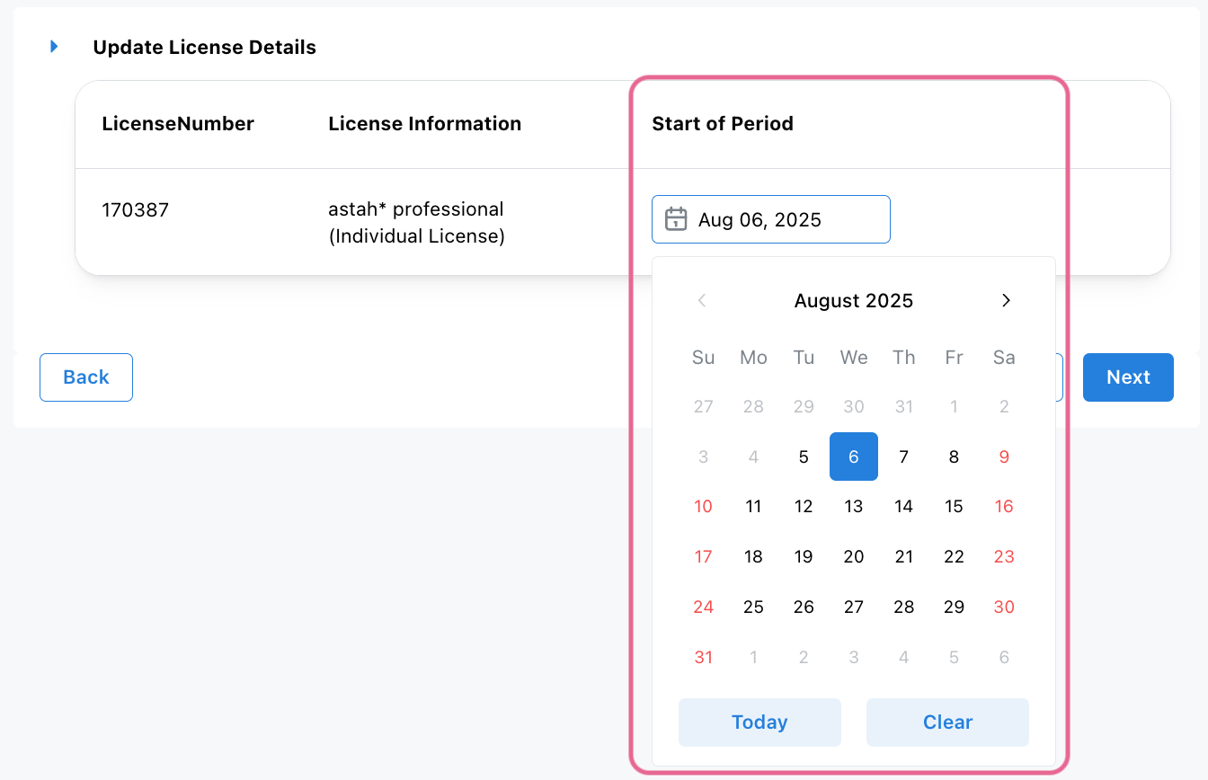 Specifying start date of Astah Annual License