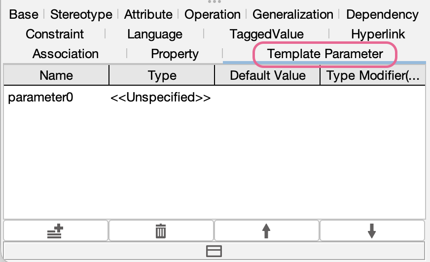 Screenshot: Template Class properties