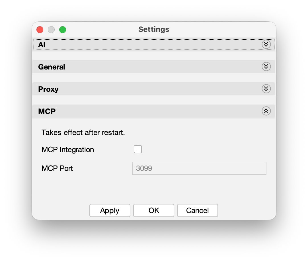 AI Chat Copilot MCP Settings
