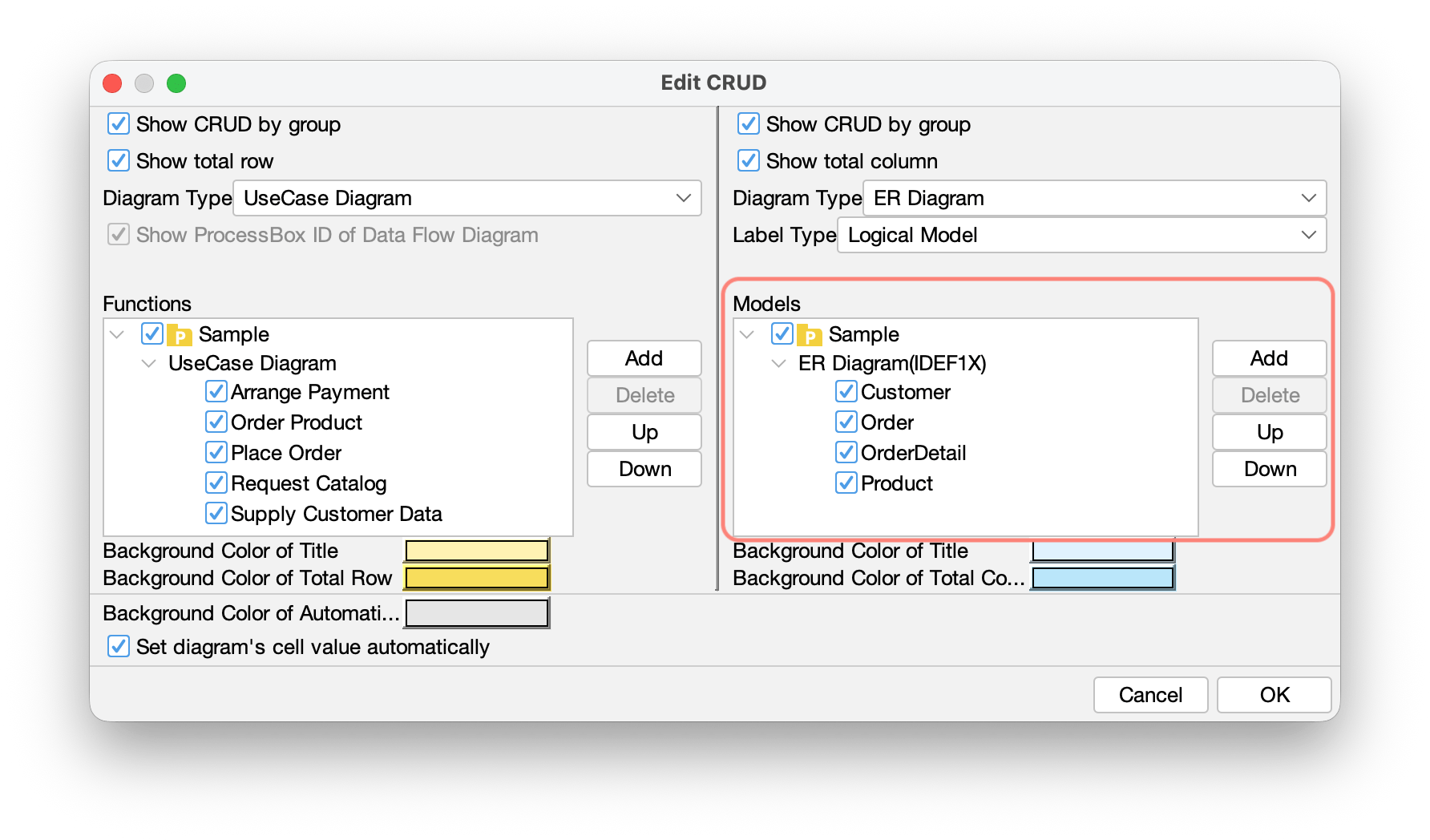 Select Models to include to CRUD
