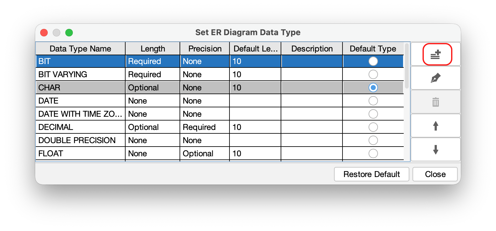 Adding New ER Data Type