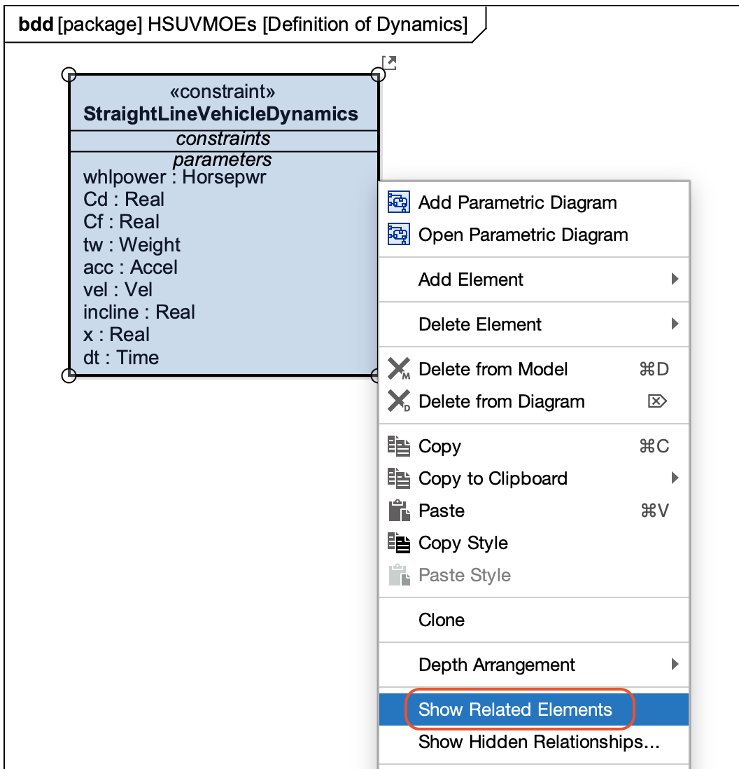 Show Related Elements