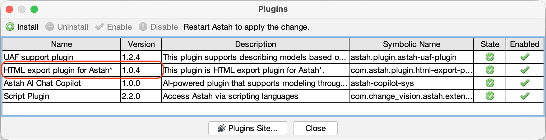 HTML Export Version Check