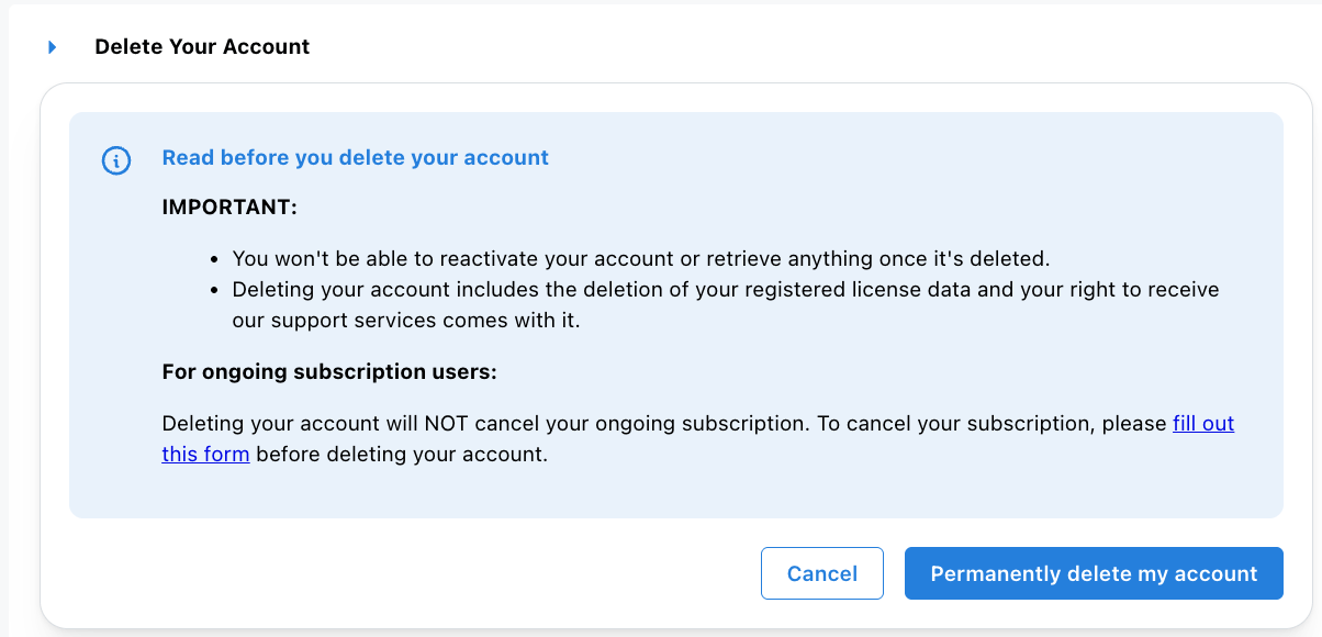 Delete ChangeVision Members Account