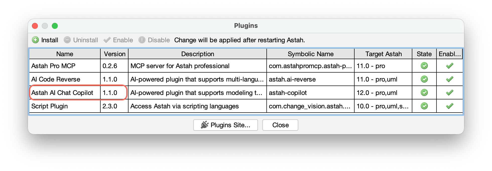 Check version of AI Chat Copilot plugin