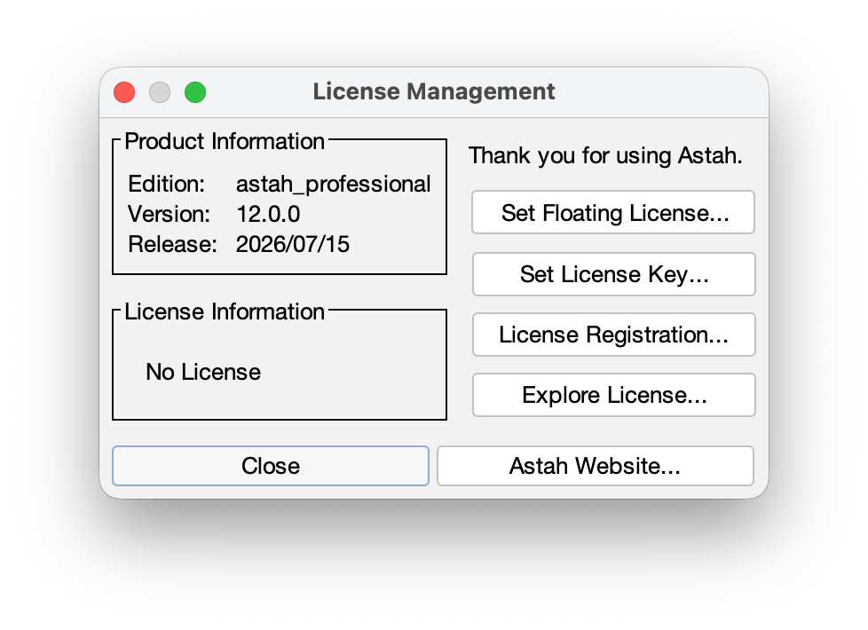 License Management Dialogue