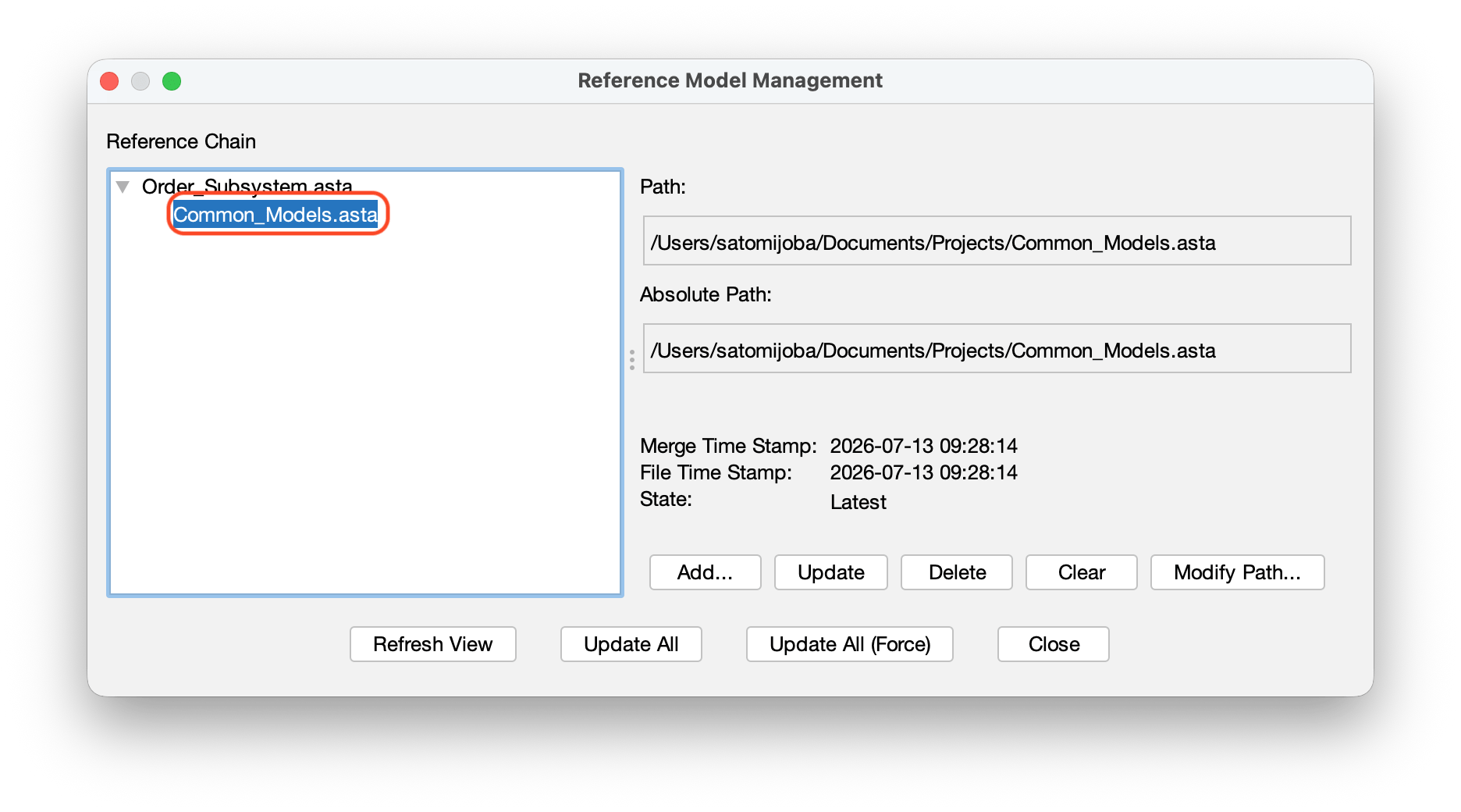 Reference Model Management File Added In the Tree