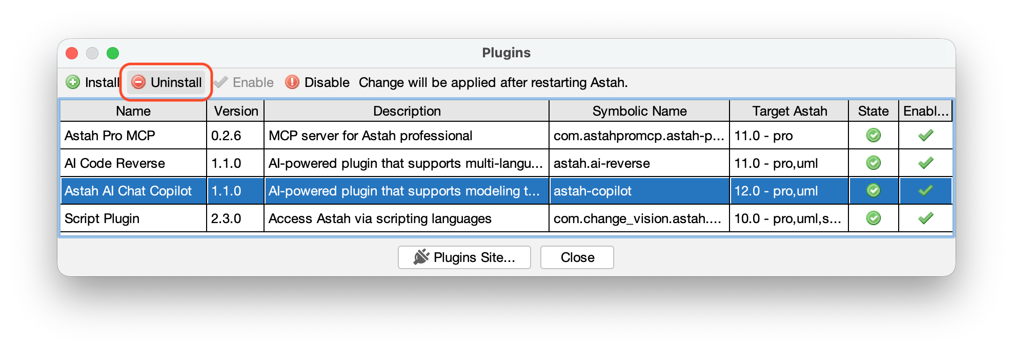 Uninstall AI Chat Copilot Plugin