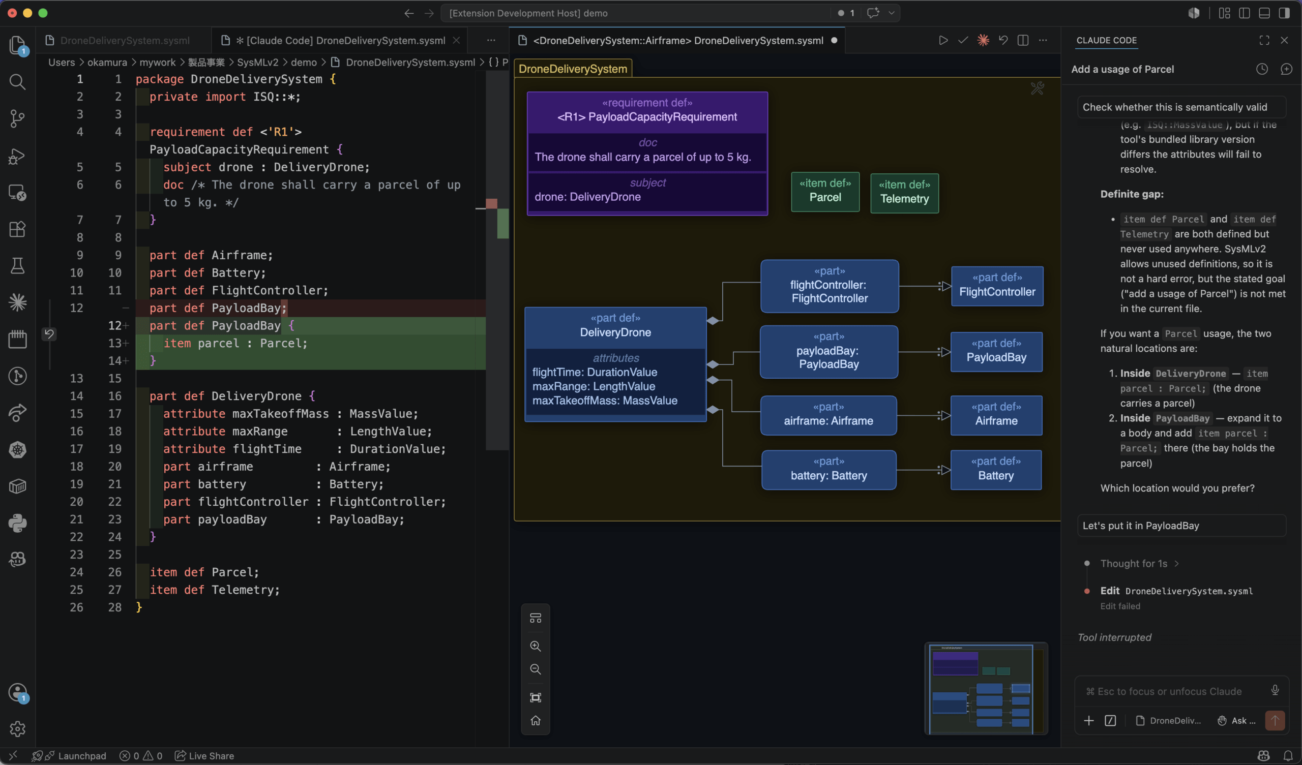SysMLv2 Graphical Editor Sample Preview