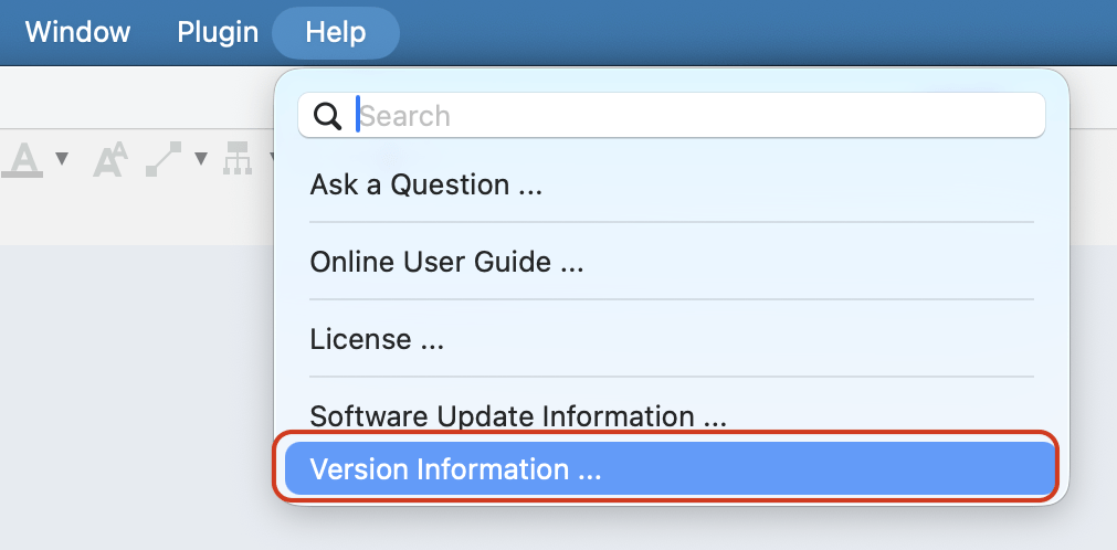 Astah Help Menu - Version Information