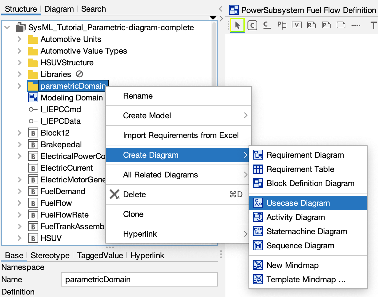 Add UseCase Diagram Menu