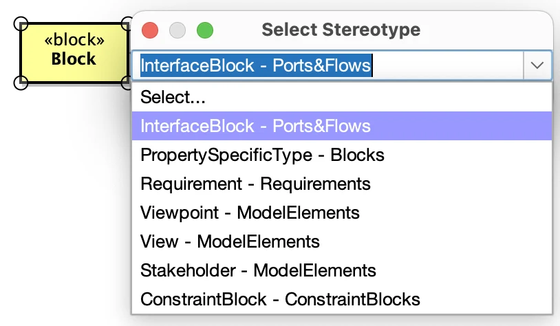 Adding Stereotypes to SysML Block