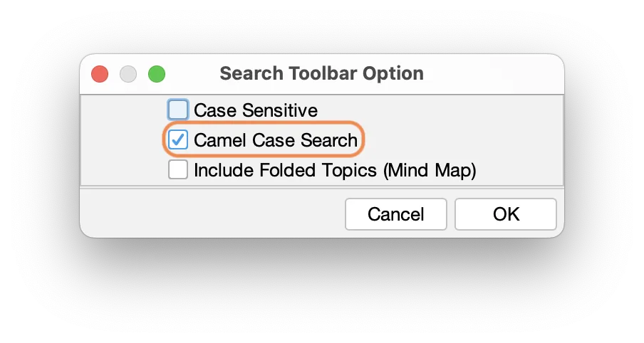 Disable Camel Case Search