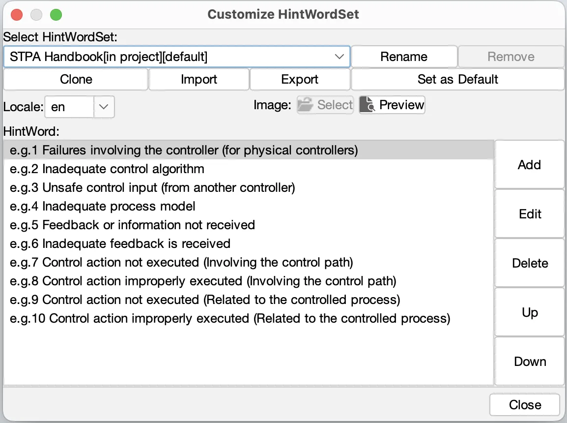 A dialogue to customize Hintwords