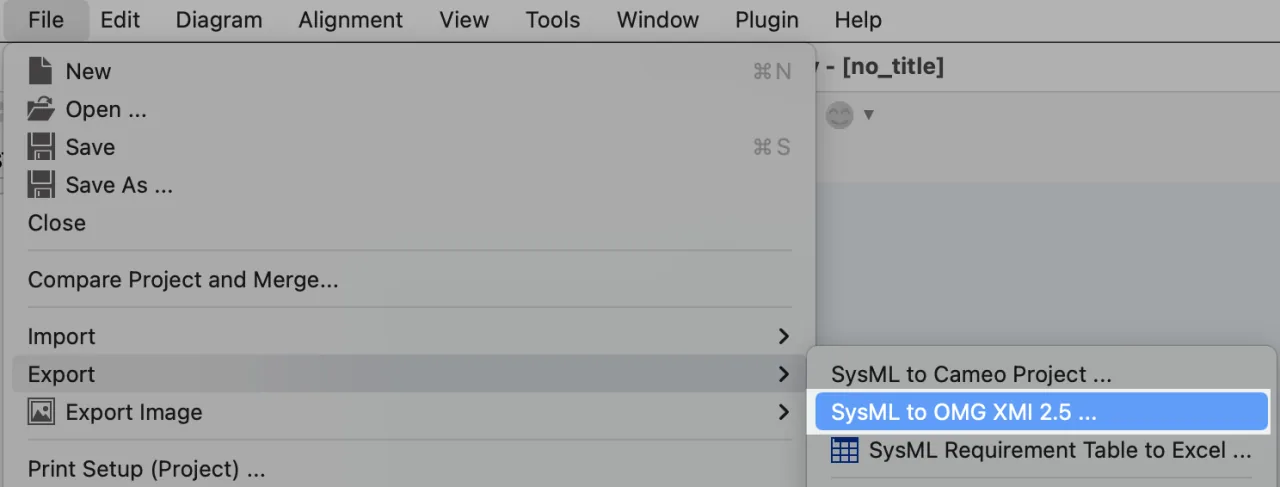 Exporting SysML models to XMI 2.5