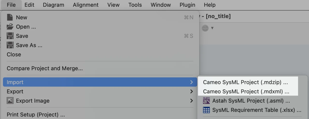 Import Cameo SysML models
