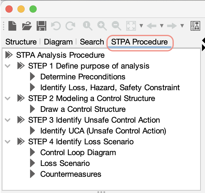 STPA-procedure-pane-in-Astah-System-Safety