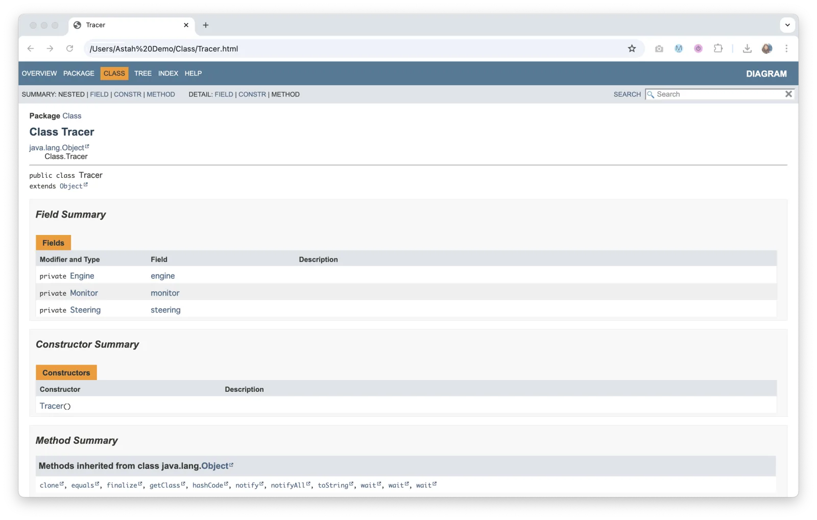 Sample of exported HTML