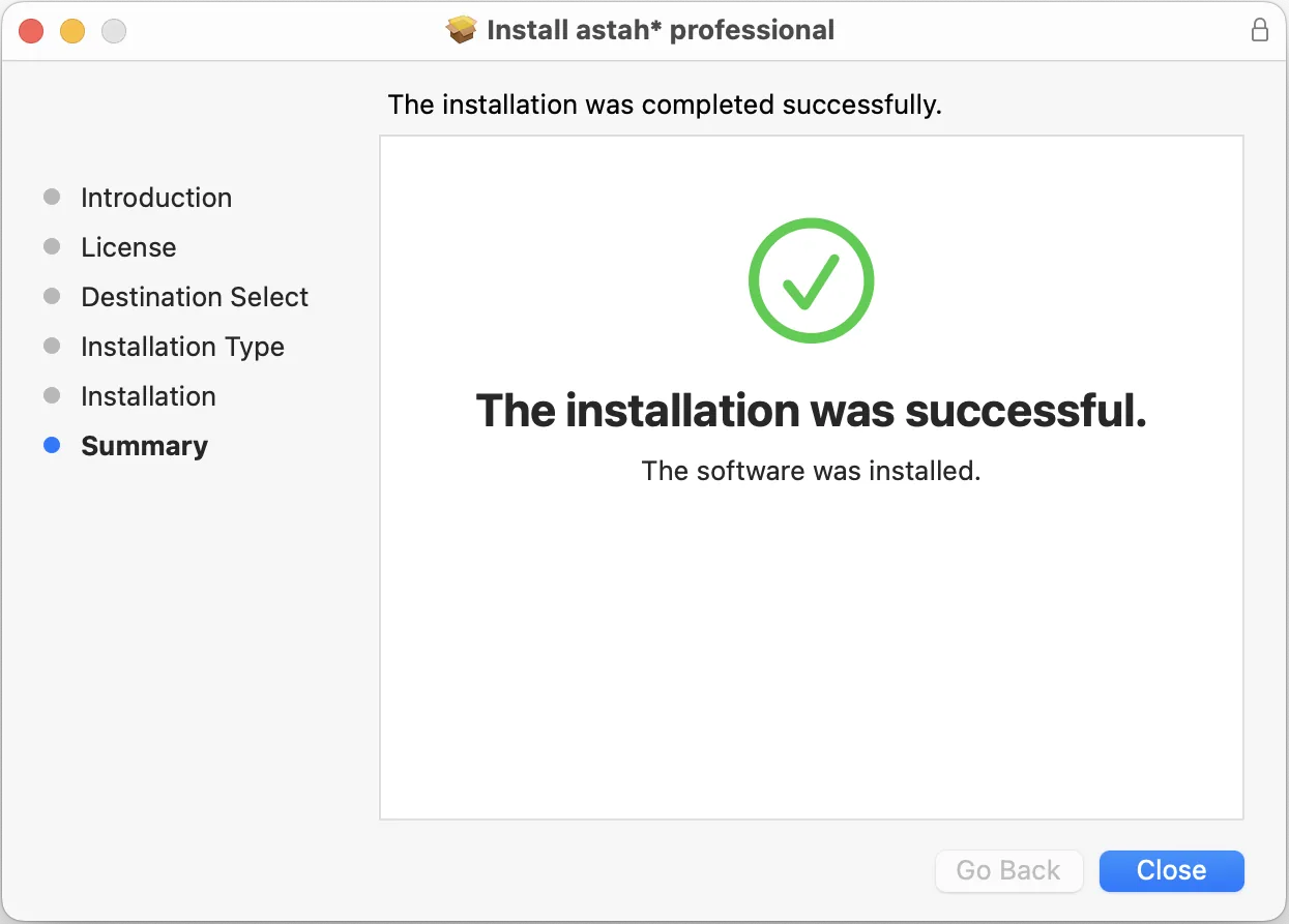 Astah Installation Complete