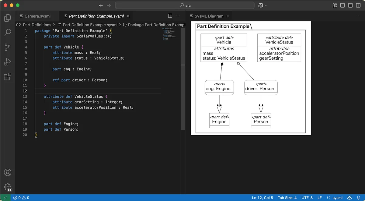 SysML v2 Editor Auto Diagram Preview
