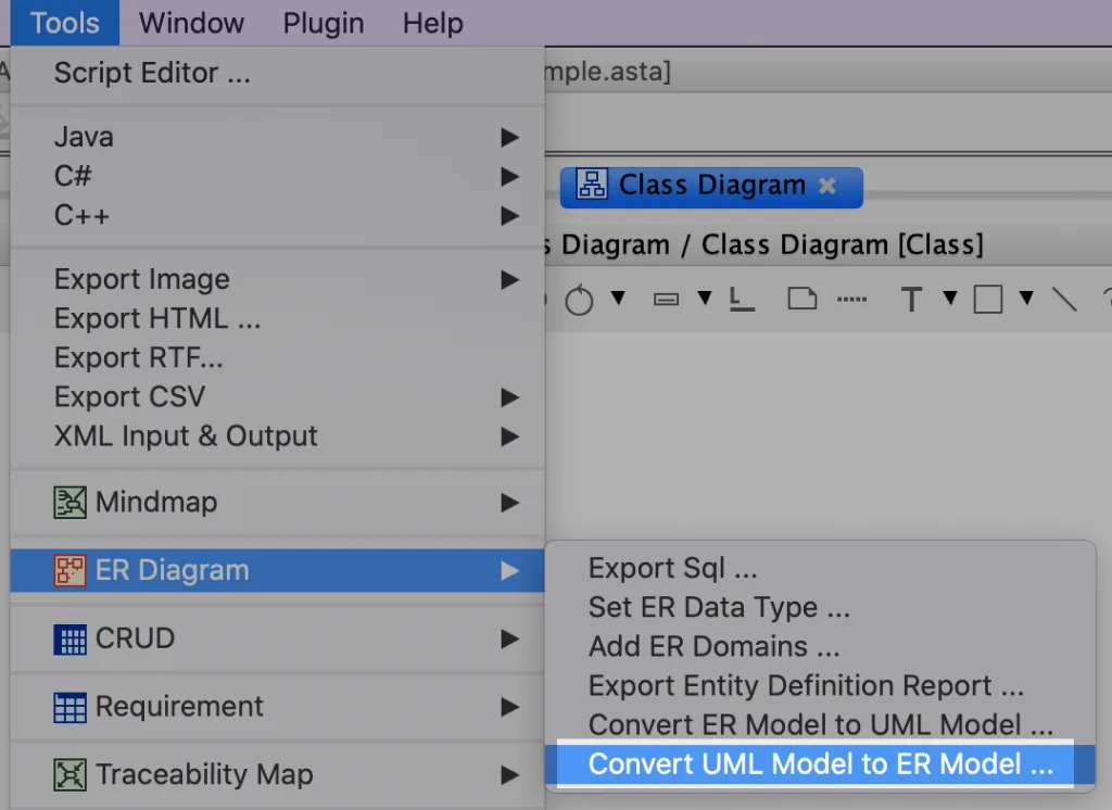 Converting UML diagram to ER Diagram