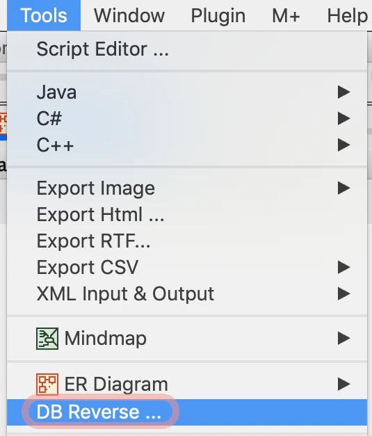 Import DataBase menu