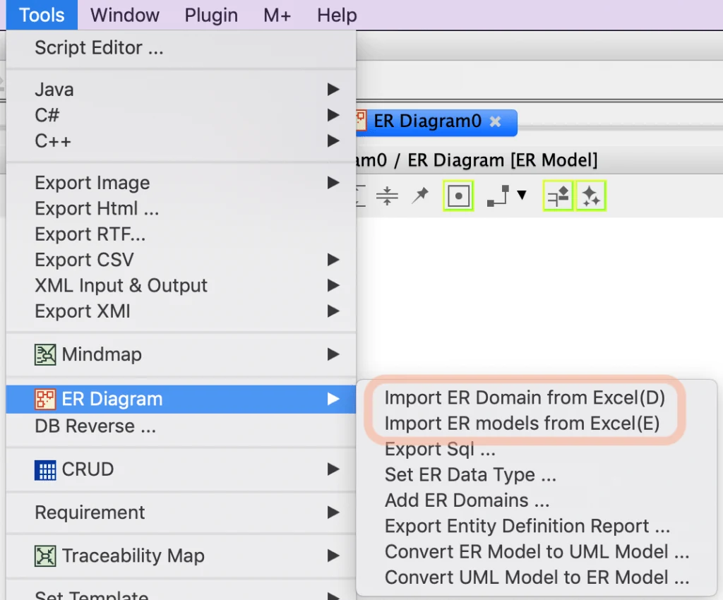 ER Data Import options
