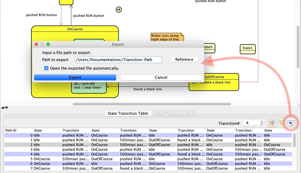 State Transition Path Export to Excel