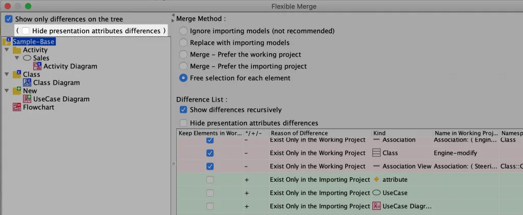 Filtering options at merge