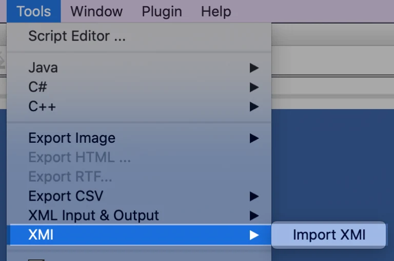 Import XMI Menu