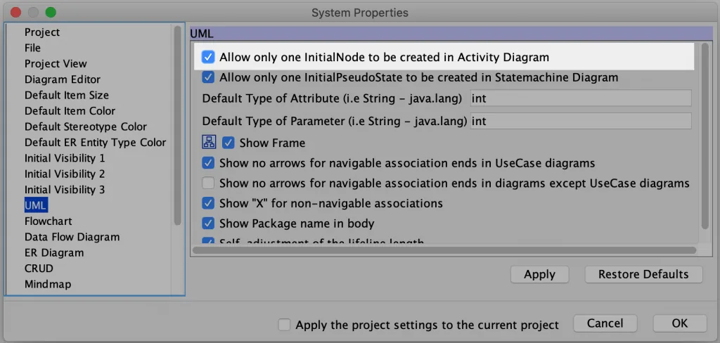 UML Activity Diagram Option