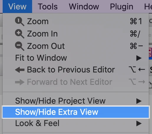Show/Hide Extra View menu in Astah