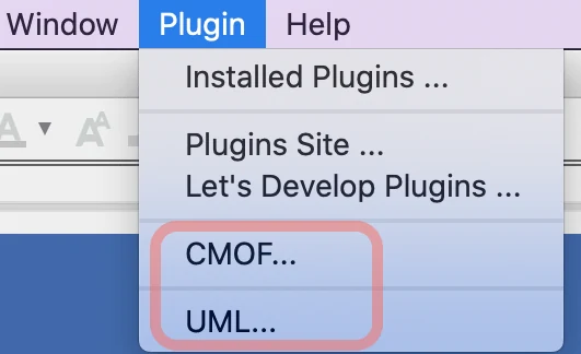 XMI Export Menu